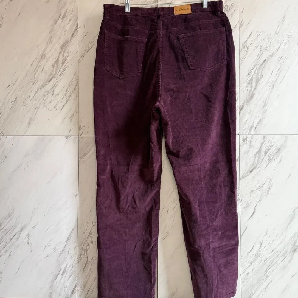 Evan Picone Stretch Purple Straight Leg Corduroy Pants Womens Size 16